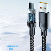 120W USB to Type C Cable Phone Super Fast Charging Cable 100W Type-C To Type-C Data Cord With LED Display For Huawei Oppo Vivo 